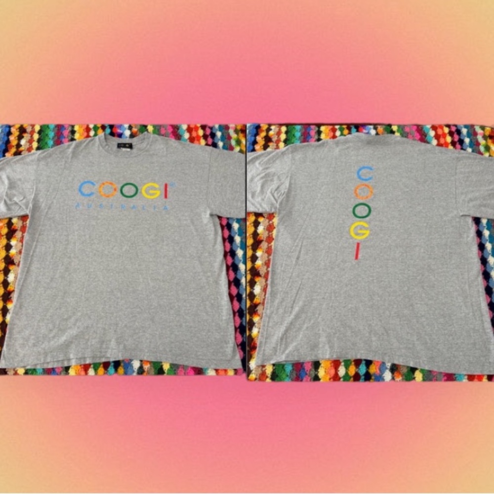 Vintage COOGI Australia USA Made Heather Rainbow Multi Logo Tee Unisex 9… - Picture 10 of 12